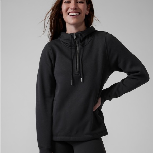 Athleta COZY KARMA 1/4 ZIP HOODIE // Black